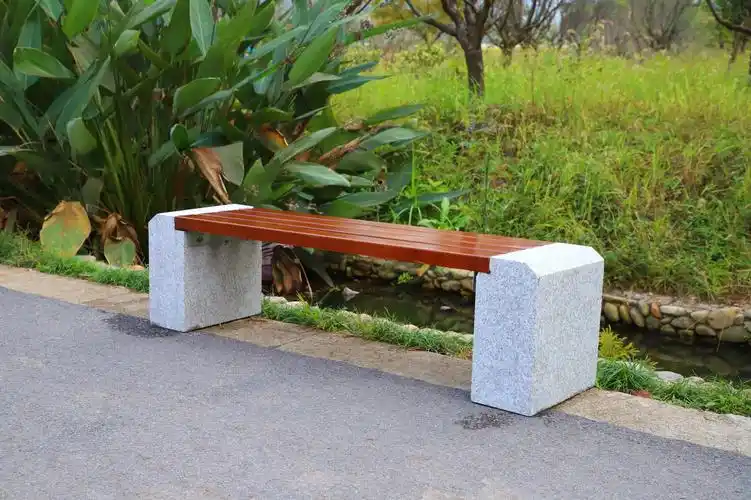 景区广场等候椅实木石料长椅直排套装户外公园椅定制休息椅批发