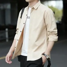 秋冬30岁40穿搭衬衫单衣男士长袖浅色衬衣外套内衬搭配裤子上衣服