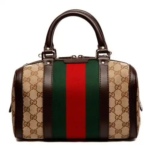 gucci(古驰)经典logo帆布红绿条女士两用包