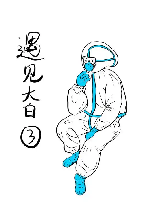 新冠防疫疫情防控做核酸大白人物形象手绘插画姿势合集
