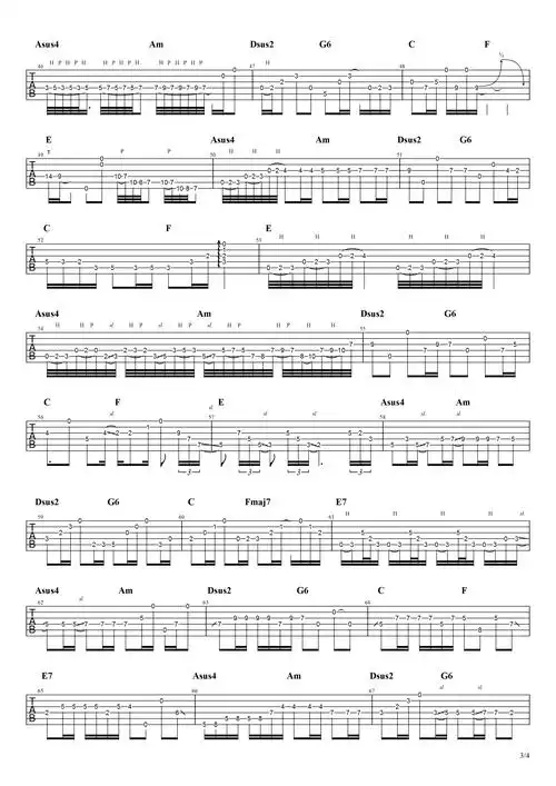 冷雨夜指弹谱beyond吉他独奏谱指弹吉他演示视频