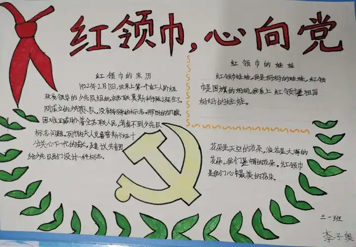 【三创四建】南苏曹小学开展"红领巾心向党"手抄报绘画比赛活动