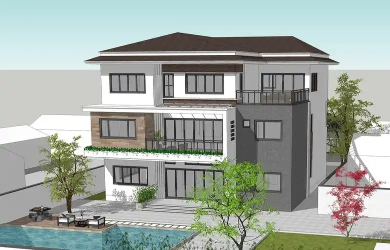 占地15x15三层带庭院自建别墅设计全套施工图 - 乡村住宅在线