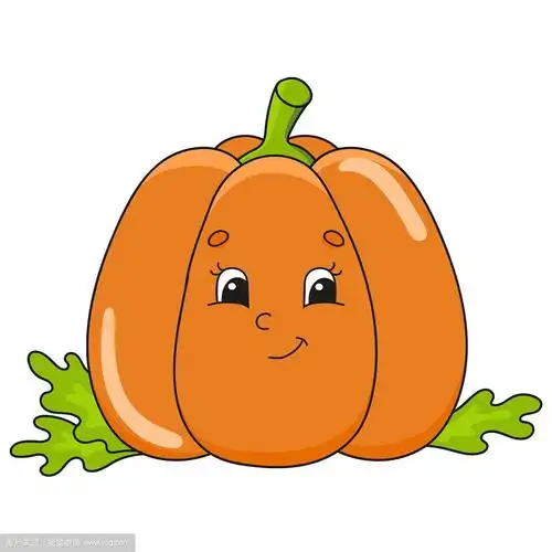 橘色南瓜可爱扁在幼稚的卡通