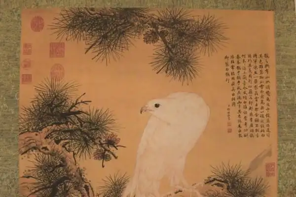 郎世宁白鹘图老卷轴中堂挂画一副,真假_图片_价格_评级-书画篆刻-爱藏