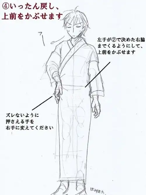 分享一组男性浴衣穿法画法