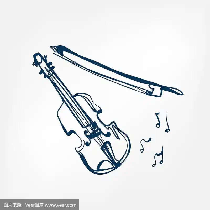 小提琴素描孤立设计