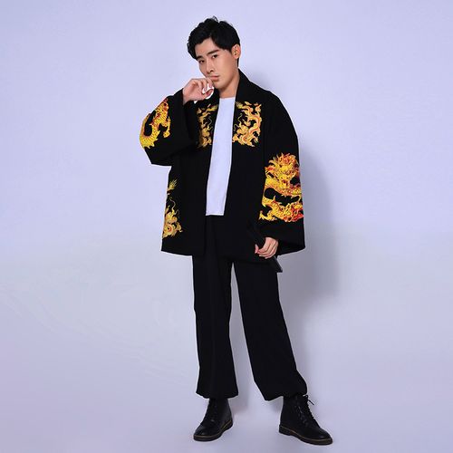 中国国风舞蹈服男国潮宽松外套嘻哈街舞表演民族服装