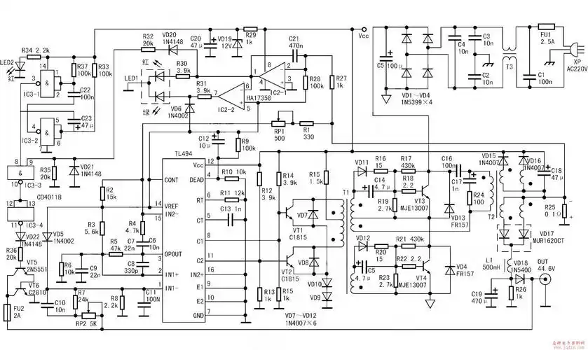 电动自行车充电器电路图-天能