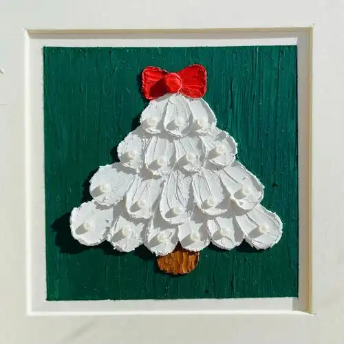 油画棒立体画原创圣诞小画圣诞树1