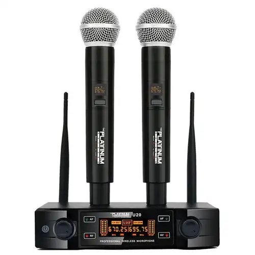 动圈麦克风一拖二无线ktv唱歌家用舞台演出u段话筒直播设备-阿里巴巴