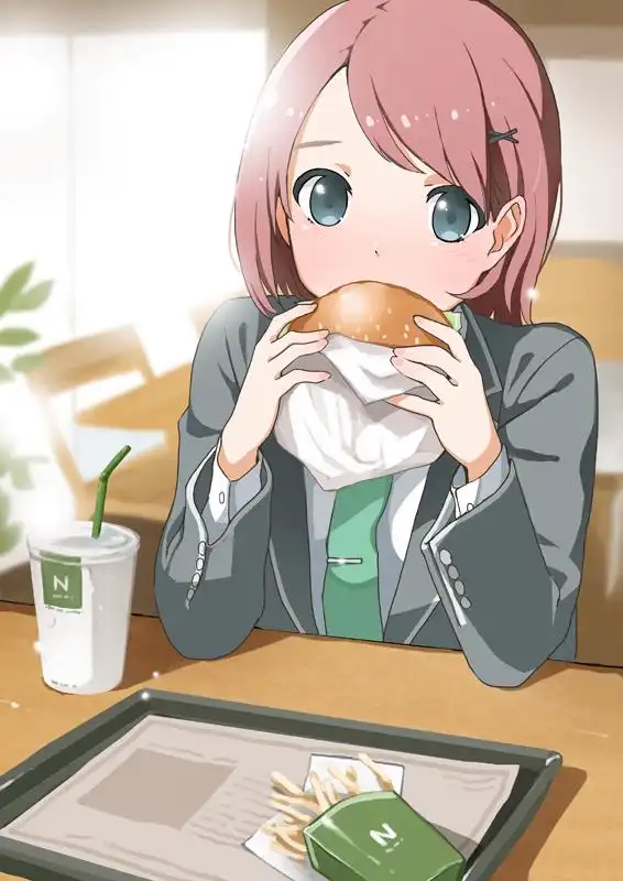 动漫二次元吃货少女壁纸——吃货少女,冬天就该多吃点储备能量