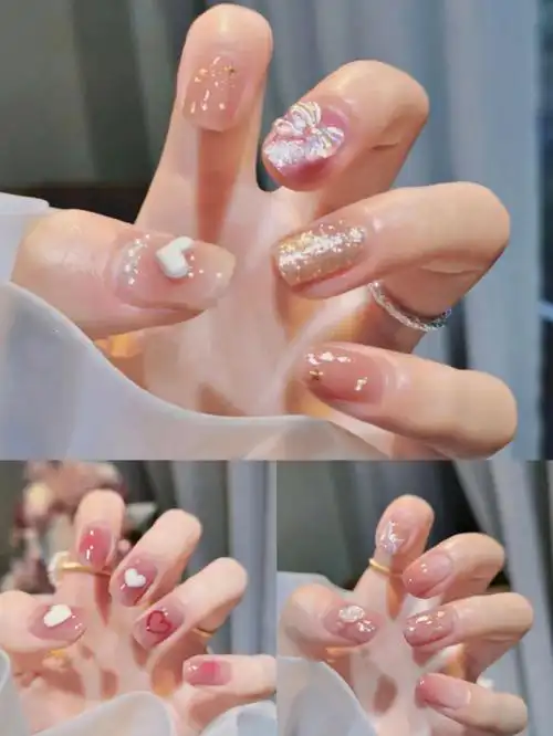 粉色系美甲78温柔又显白