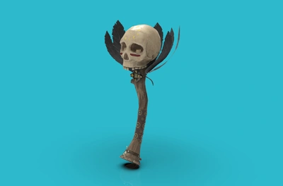 次世代 pbr 头骨权杖 魔法杖 人骨法杖 祭祀权杖 邪恶魔法 暗黑祭祀