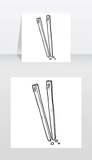 原创手绘黑白卡通筷子