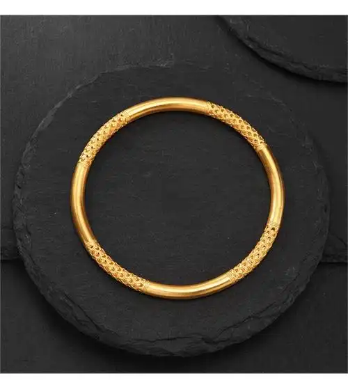 喜圣珠宝 黄金手镯女足金999古法圆条手镯简约镂空龙鳞手镯固口整圈