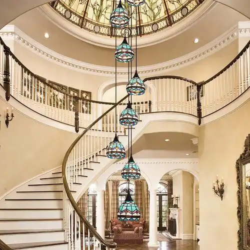 吊灯旋转楼梯地中海风格复式别墅公寓民宿客厅吊灯