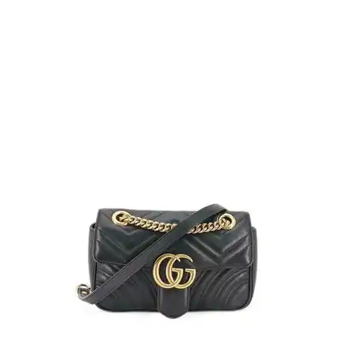 古驰ggmarmont黑色绗缝单肩包