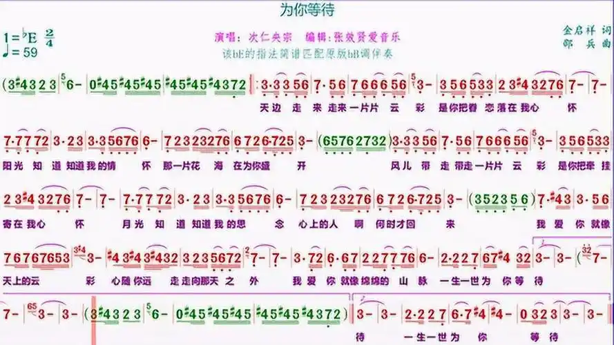 电吹管演奏次仁央宗演唱简谱为你等待