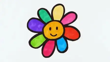 如何画一朵七彩花?