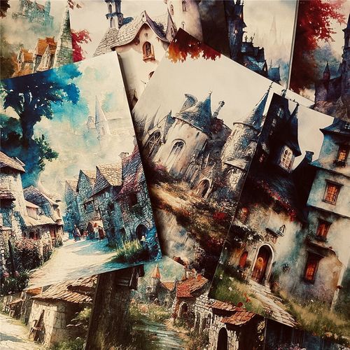 557密林古堡junkjournal艺术垃圾手帐大尺寸背景纸装饰画背景【7天内