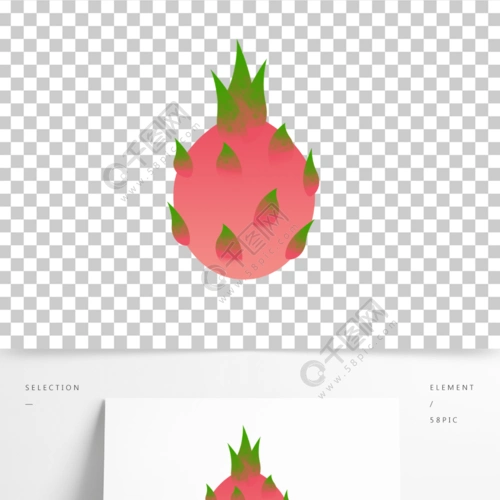 手绘卡通表情火龙果