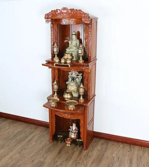 三层佛龛拍摄 佛教用品摄影 中式古典家具