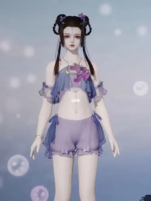 天涯明月刀手游丨少女穿搭55蓝睡莲