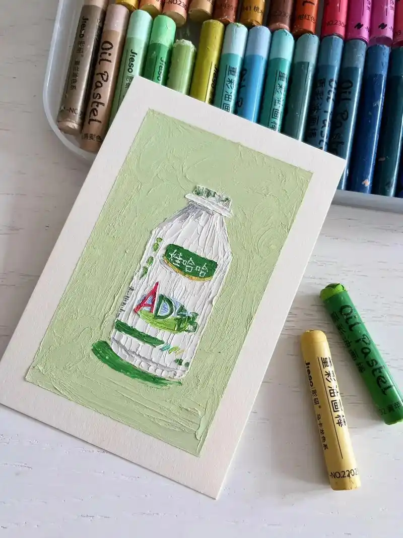 油画棒」98是熟悉的味道| 手绘童年回忆.一起来画ad钙奶  - 抖音