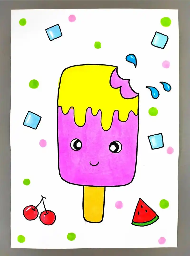 一起来画冰凉可口的小雪糕吧,简单好看,快来试试吧#图文伙伴计 - 抖音