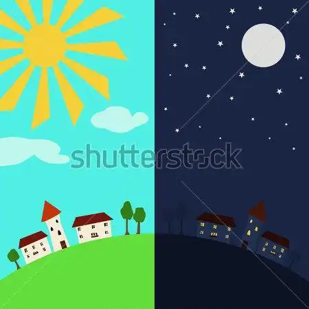轮换的白天和黑夜简笔画