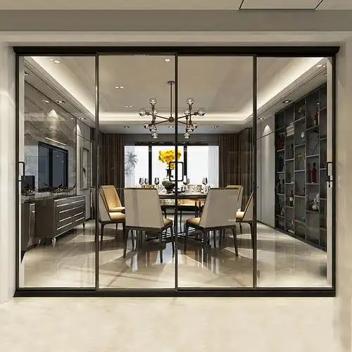 别墅落地推拉门现代简约铝合金阳台客厅厨房隔断极窄框玻璃门定制