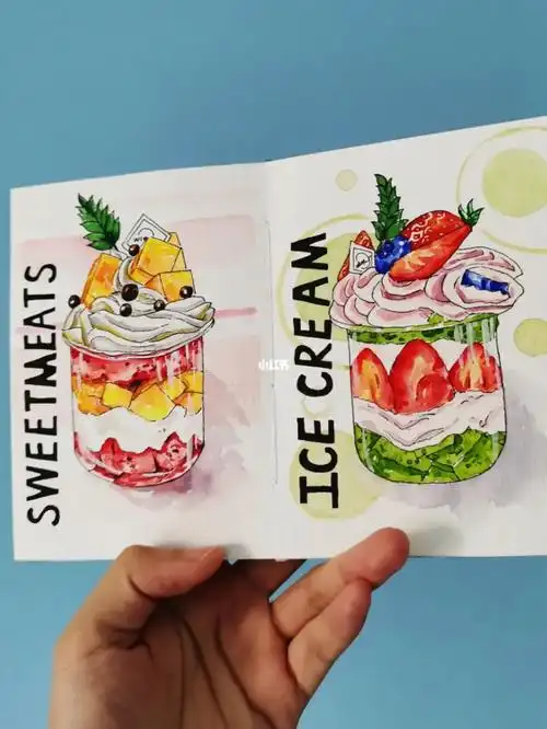 水彩冰淇淋|水彩美食|画画的日常|水彩手帐