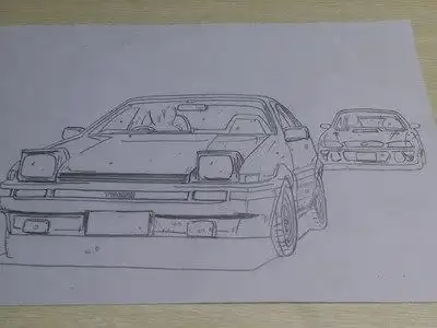 在把后面车画出来后面型起比例有点对