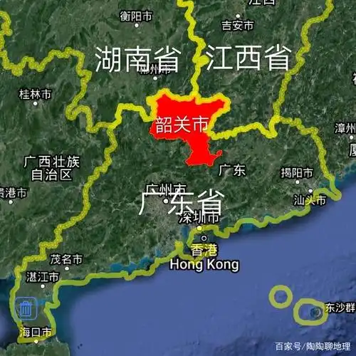韶关市在广东省的地理位置图