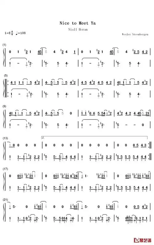 nice to meet ya钢琴简谱-数字双手-niall horan1