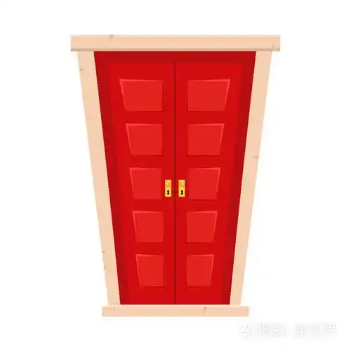 门卡通画白色背景上的红色门用于游戏设计矢量