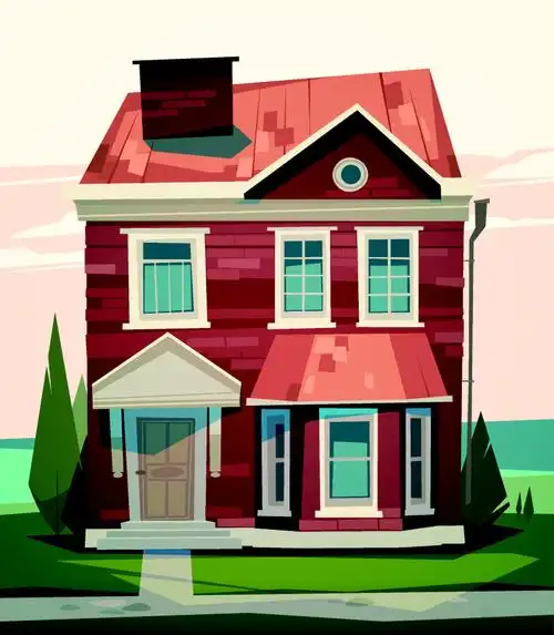 卡通独栋住宅设计矢量素材