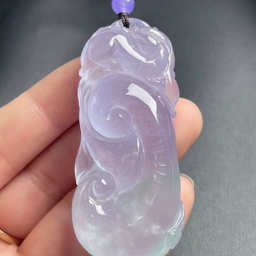 天然缅甸翡翠如意吊坠老坑冰种紫罗兰挂坠颈饰翡翠挂件