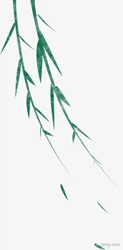 水彩绿色柳条png素材透明免抠图片动植人物