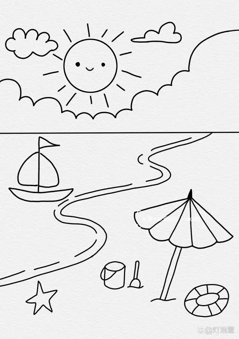 夏日海边风景画