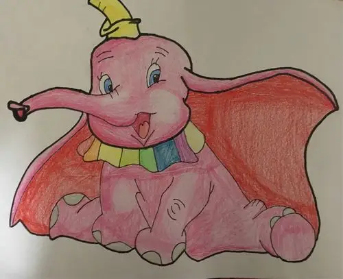 今年虽然我没参加美术的暑假班但也没荒废,我画的小飞象,可爱吧.