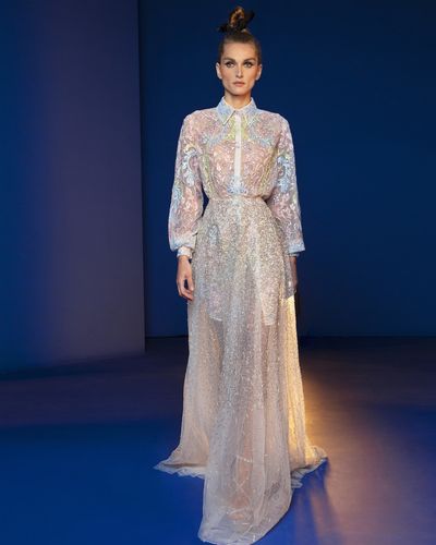 rami kadi 西装领长袖钉珠高端宴会晚会年会红毯生日聚会晚礼服