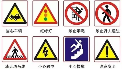 生活中,我们学到了要文明礼让,那现在请跟着我一起牢记以下的安全标志