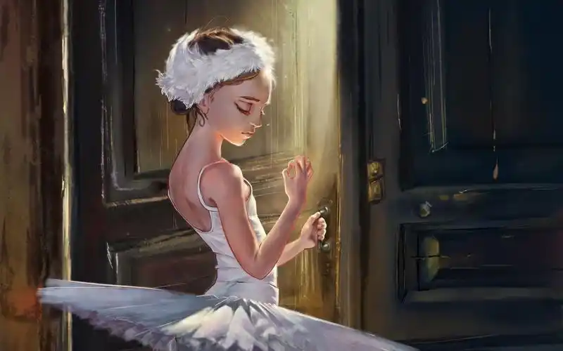 板绘芭蕾舞的女孩三次元转二次元