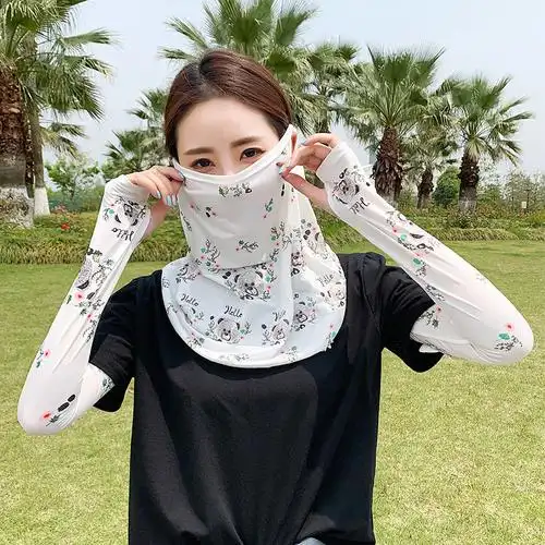 新品防嗮面罩防晒面纱夏季防晒面纱女时尚面罩遮脸面部冰丝护颈口鼻罩