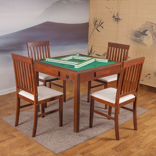 麻将桌手动实木麻将桌家用手餐桌两用老人棋牌桌椅麻将桌