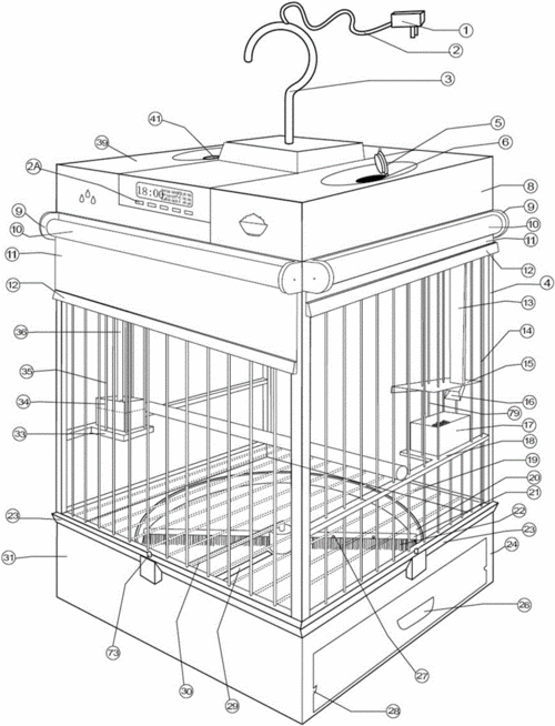 一种饲喂教养的全自动驯养鸟笼