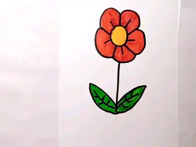 简笔画小红花,适合小朋友画.快和我一起画一个吧.