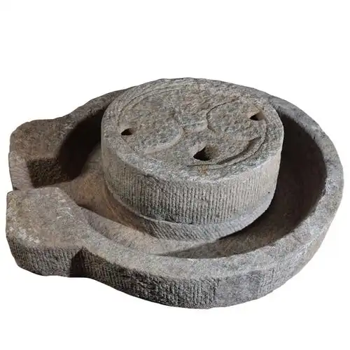 老旧石磨农村回收旧石器磨盘流水摆件石槽鱼缸花盆组合石头景观